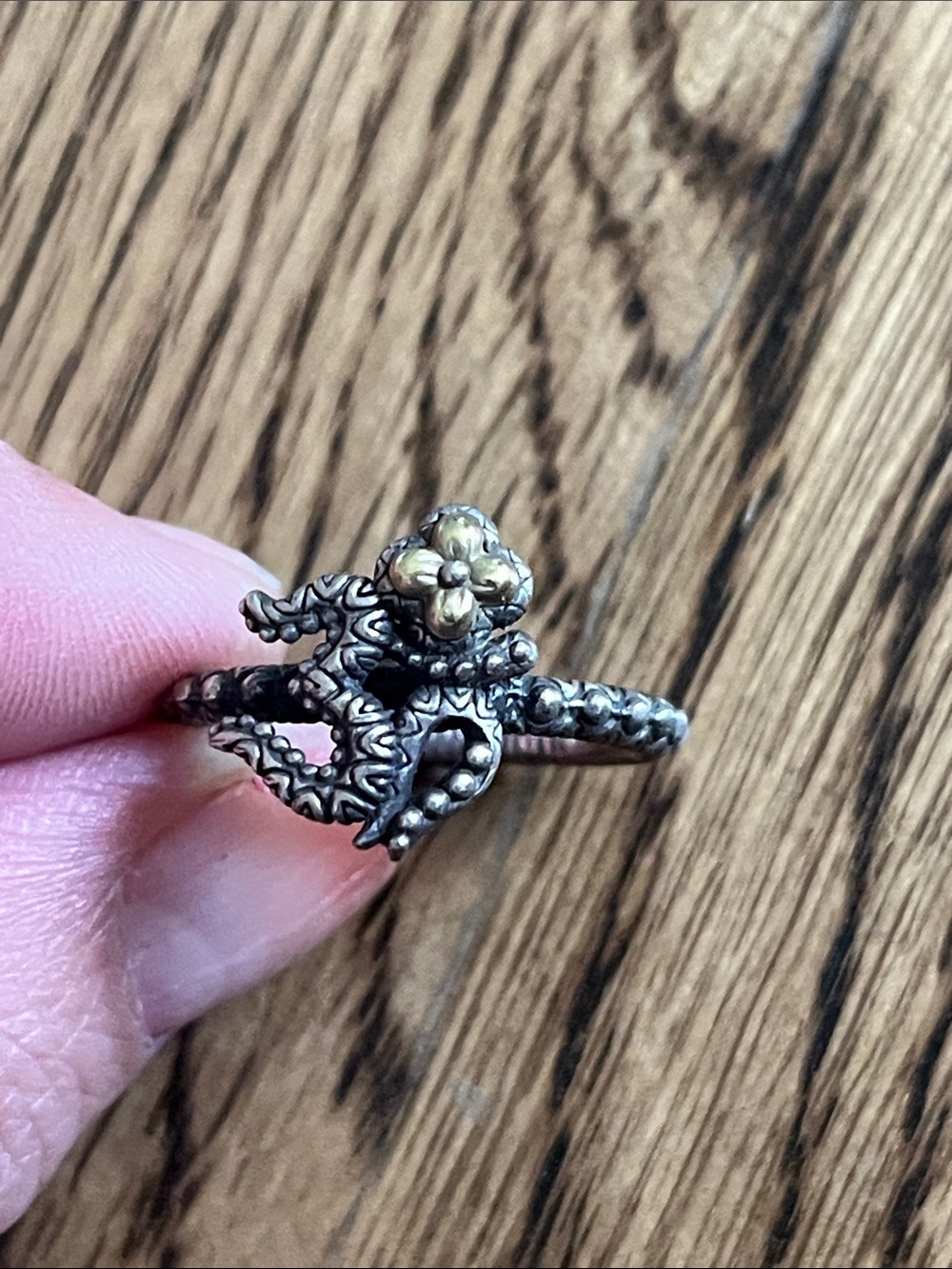Barbara Bixby Ring Sterling Silver 925 & 18K YG Om Lotus RING Size 8